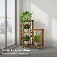 3-Tier Corner Plant Stand Mobile with casters 3-Tier Corner Plant carrier for Patio
