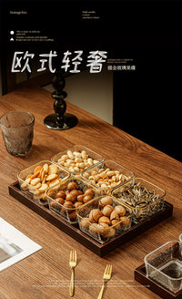 Glass Fruit Tray with Compartments for Living Room Coffee Table