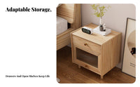 Single-Drawer Nightstand Japanese design Bedside Table adaptable for Small Spaces