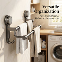 Bedroom Towel Bar and Hanging Rack for Washbasin, Space Aluminum Bathroom with No Drill Suction Cup Installation