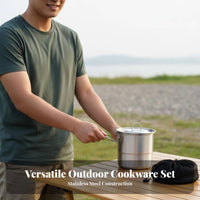 Long-Lasting Stainless Steel Camping Pot Lightweight Camping Cook Set Rust Resistant for Campers, Backpackers, Picnic