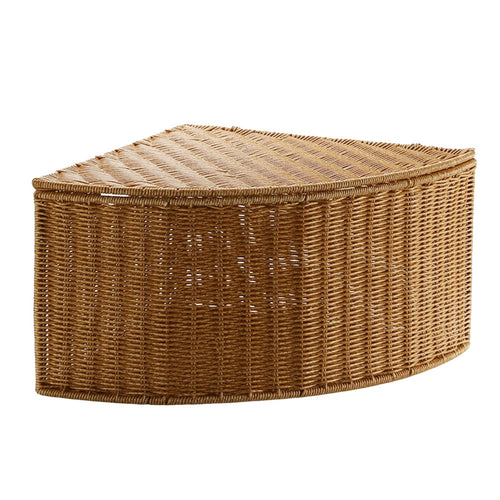 Corner Storage Box with Lid Faux-Rattan Fan-Shaped Storage Box Space-Saving
