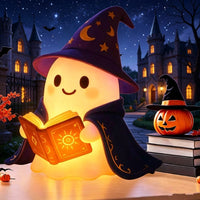 Halloween Ghost Reading Book Lamp Battery Operated Resin Figurine