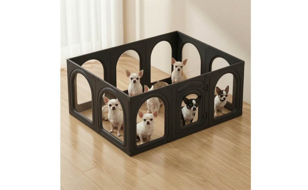 10 Pieces Interlocking Modular Pet Fence Stable Dog Playpen with Door Secure Pet Playpen with Door Portable for Small Dogs, Young Dogs, Rabbits, Living Room, Apartments