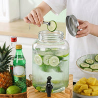 Water Dispenser and Drink Dispenser with Tap, Round Beer Dispenser with Stand and Screw Lid, Large Capacity Modern Minimalist Party Iced Tea Server
