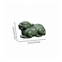Artisan-Made Zisha Clay Pixiu Statue Yixing Clay Tea Plaything Green Mythical Beast Figurine for Collectors