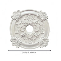 Ornate Floral Ceiling Medallion White PU Ceiling Medallion Circular