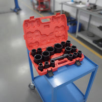 17 Pieces Impact Socket Kit with Case Deep Impact Socket Set 6-Point Tools for Mechanics, Automotive Technicians, Auto Repair Shop, Garage