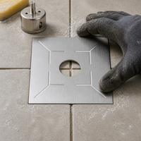 Stainless Steel Floor Drain Tile Hole Locator and Measuring Ruler for Construction