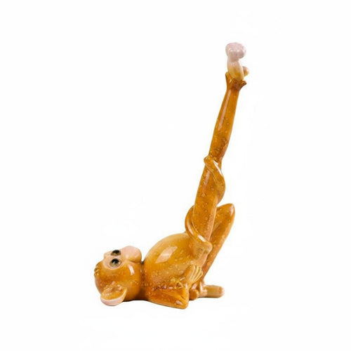 Resin Monkey Figurine Translucent Tabletop Monkey Ornament Amber-Hued Home Decoration for Cabinet, Entryway Shelf