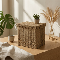 Linen Hamper Handwoven Woven Laundry Basket Lightweight Woven Laundry Hamper for Bedroom, Closet
