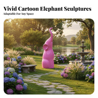 Abstract Elephant Sculpture Weather-Resistant Pachyderm Sculpture Statue Brightly Colored Colorful Animal Figure for Gardeners, Homeowners, Gardens