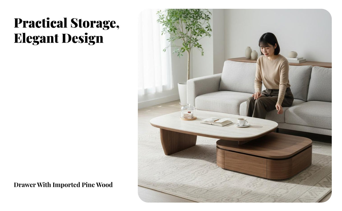 Extendable Coffee Table Minimalist aesthetic Extendable dual-level Table Space-Saving Living Room Furniture for Homeowners, Small Spaces, Entertaining, Home