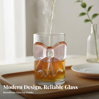 Heat-Resistant Pink Glass Cup Design Knot Glass Tumbler Crystal Clear for Women, Gift Givers, Everyday Use, Afternoon Tea, Cafes
