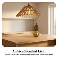Beige Paper Rope Lampshade | Rustic, Bohemian, E27 Pendant Light Shade, for Bedroom