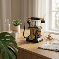 Retro Telephone Model Metal Telephone Model Decorative Mini Phone with Rotary Dial for Coffee Shops