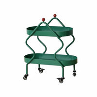 2-Tier Rolling Wheeled Trolley On Wheels 2-Tier Wavy Frame Trolley