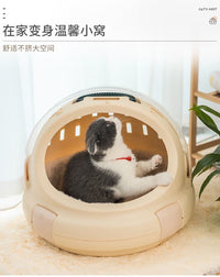 宠物高清翻盖太空舱猫咪兔子多功能航空箱手提便携外出透气猫窝包 紫色高清翻盖【冰垫】 13斤以下通用