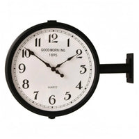 Double-Sided Wall Clock Horizontal Arm Home Decor Analog