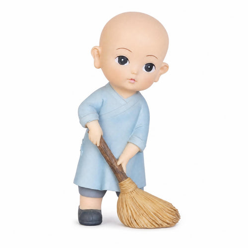 Resin Monk Figurine Chinese Style Little Monk Statue Miniature for Desktop