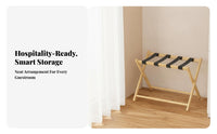 Bamboo Suitcase Holder Folding Luggage Rack Compact