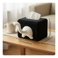 Functional and Decorative Soft Tissue Box Cover Easy Refill Funny Soft Tissue Cover Zipper Closure Home Decoration for Living Room, Bedroom, Desk, Car