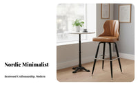Rotating Counter Chair with Backrest Vintage Counter Bar Seating Built-in Footrest Anti-Slip Band for Business Owners