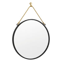 Wall Mounted Mirror with PU Rope Hanging, Black Track Style