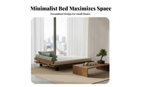 Space-Saving Headboardless Bed Frame Flush perimeter Headboardless Slatted Bed Base Minimalist Design Sleeping foundation Lowsilhouette for Small Apartment Dwellers, Minimalists, Students, Dorm Room
