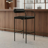 Modern Bar Stool with Backrest Padded Seat Upholstered Kitchen Island Stool Seating Furniture for Reception Desk