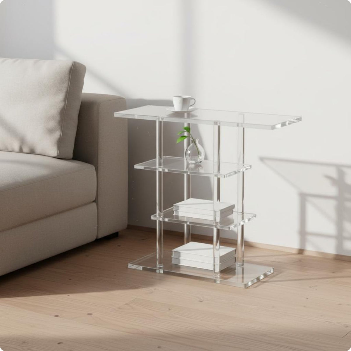4 Tier Acrylic Nightstand Transparent Design Home Furniture Easy to Match