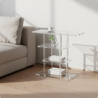 4 Tier Acrylic Nightstand Transparent Design Home Furniture Easy to Match