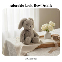 Bow Tie Bunny Soft Cozy and Snuggly Bunny Soft Toy High-Quality Textile Hare Stuffed Animal for Young Children, Infants, Birthday Gift, Wedding Favor