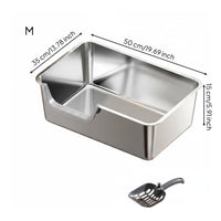 Stainless Steel Litter Box Rounded Edges Metal Feline Pan Long-Lasting