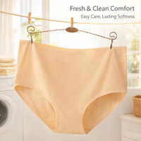 Women's Pants with Full Coverage Briefs for Everyday Wear, Comfortable Mid Rise Knickers for Plus Size Breathable Solid Color