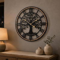 Tree Wall Timekeeper Gold-Tone Hands Roman Numeral Wall Timekeeper Decorative