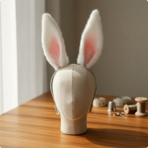 BJD Hare Ear Headpiece Handmade Cute Hare Ears Headband Realistic for Photo Prop, Cosplay