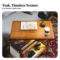 Wooden Trolley with fold-downdownpanel Top Multi-Functional Mobile Storage for home dwellers