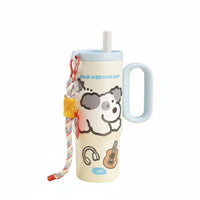 Leak-Proof Large Capacity Travel Tumbler Double-Wall Design Tumbler with Handle and Straw Drinkware for Office