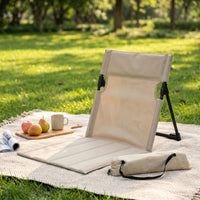 Easy Assembly Folding Floor Chair Lightweight Ground Chair with Back Support Stable Structure Outdoor Gear for Beachgoers, Camping