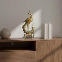 European Design Mythical Firebird Ornament Handmade Gilded Bird Figurine