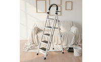 Foldable Design Folding Ladder Wide Steps V-Shaped Stepladder Heavy Duty 4 Step Ladder Anti-Slip Feet for Garage, Kitchen
