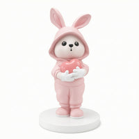 Rabbit Figurine with Heart Artisanal Rabbit Figurine Charming for Living Room