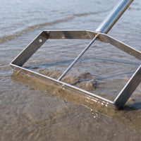 Beach Rake with Mesh Bag Portable Sand tool with Detachable Handle Wide Tool for Clam Diggers