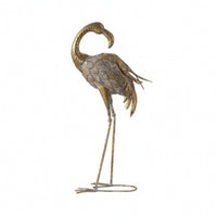 Flamingo Statue with Base Rustic Metal Flamingo Distressed for Collectors