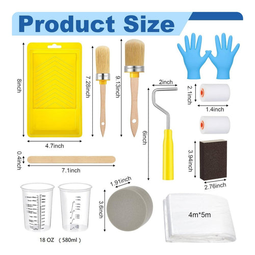 21 Pieces 21 Piece Paint Brush and Roller Set High-Density Foam Rollers