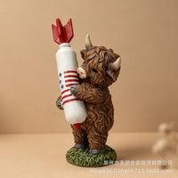 跨境独立日高地牛家居庭院摆件树脂工艺品设计创意艺术可爱装饰品