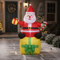 Inflatable Santa with Gift Box Giant Santa with Gift Box Christmas Inflatable Stable Outdoor Decoration Festive for Yard, Lawn