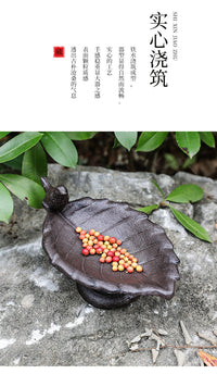 跨境新品欧式复古铸铁树叶鸟食盆摆件家居花园阳台庭院装饰喂鸟器