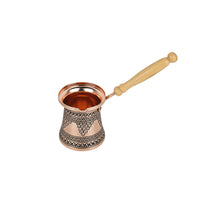 Turkish Aluminum Coffee Pot with Long Handle and Milk Frother